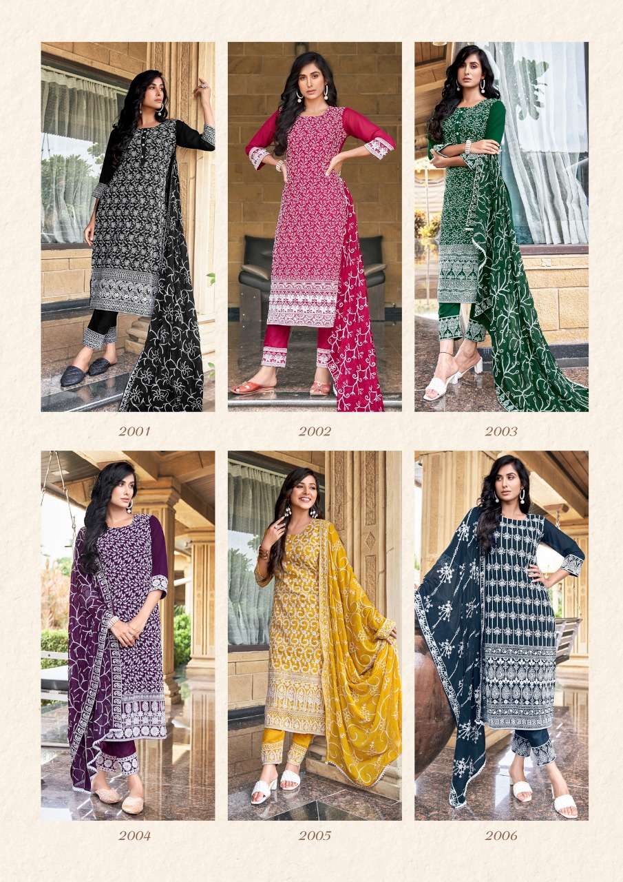 Parra Studio- Zoya Vol 2-fabric-georgette-kurti-shifali Work -inner-satin-fabric-embroidery-work-lace-pant-nazmin-chain Work-dupatta -Index